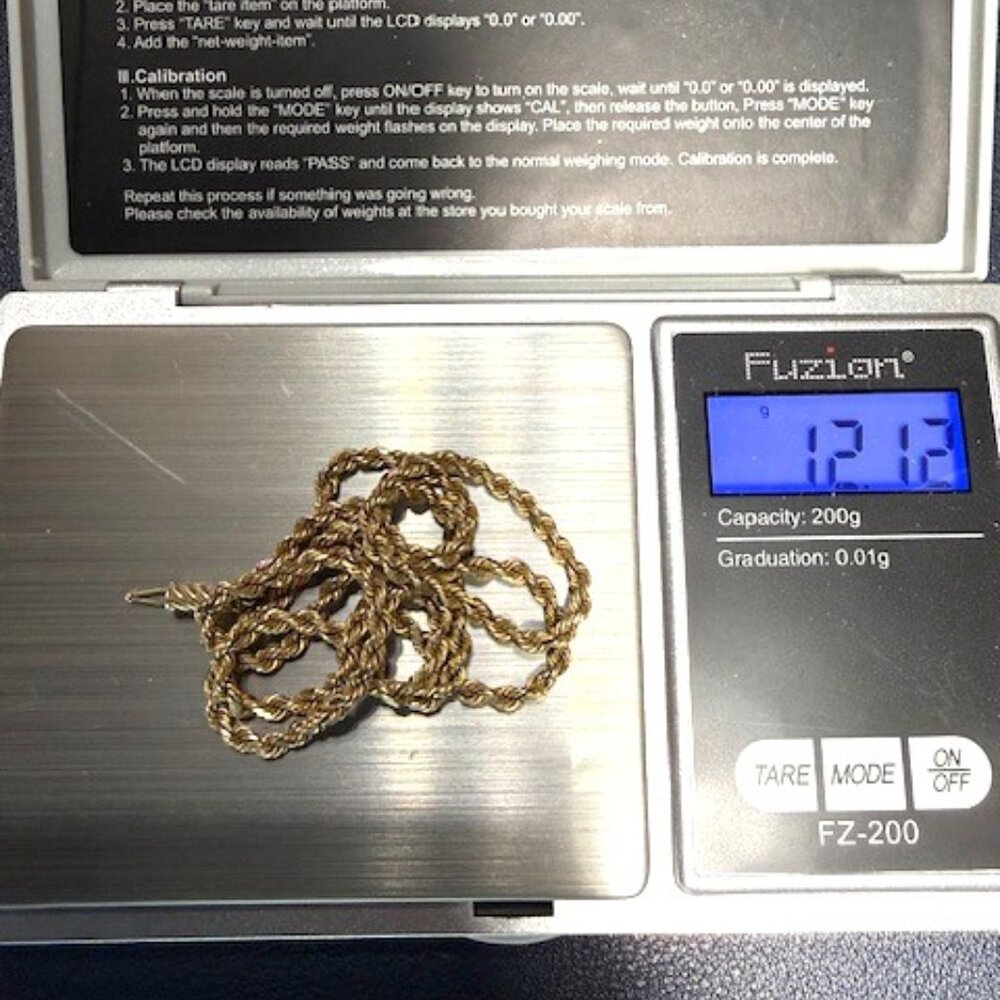 18" 14K solid rope necklace with locking clasp. - Picture 9 of 9